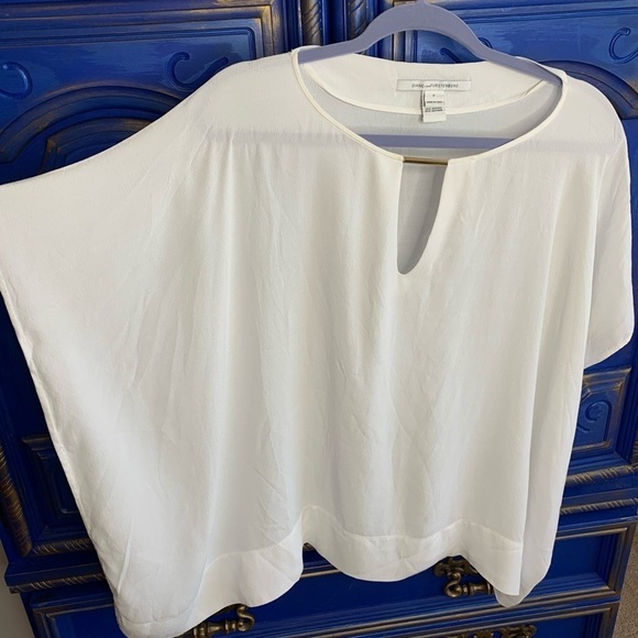 Diane von Furstenberg DVF White Flowy Blouse Small - Picture 3 of 5